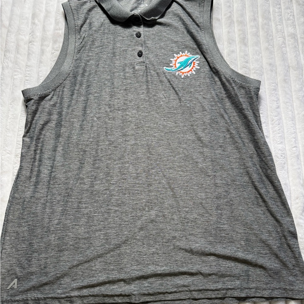 Antigua Heather Gray Polo Shirt Miami Dolphins